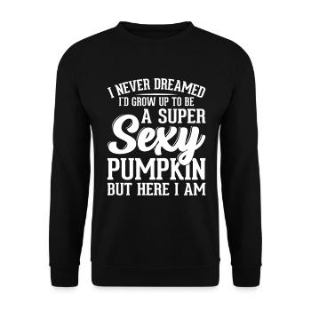 Funny Halloween Pumpkin - Super Sexy Pumpkin - Unisex Pullover - Schwarz - Vorne - Alina (178cm) & Michal (187cm)