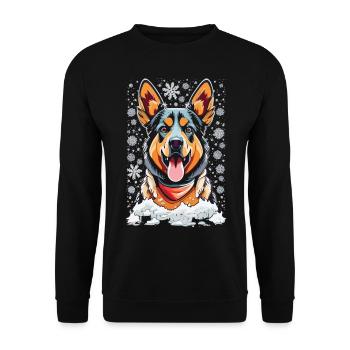 Berger allemand dans la neige - Le cadeau de Noël - Sweat-shirt Unisexe - noir - Devant - Alina (178cm) & Michal (187cm)
