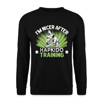 Entraîneur de Hapkido Fighter Hapkido Dojo - Sweat-shirt Unisexe - noir - Devant - Alina (178cm) & Michal (187cm)