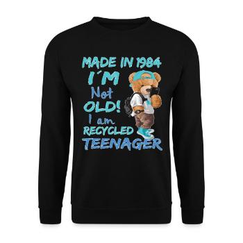 1984 anniversaire Teddy drôle vieux adolescent - Sweat-shirt Unisexe - noir - Devant - Alina (178cm) & Michal (187cm)