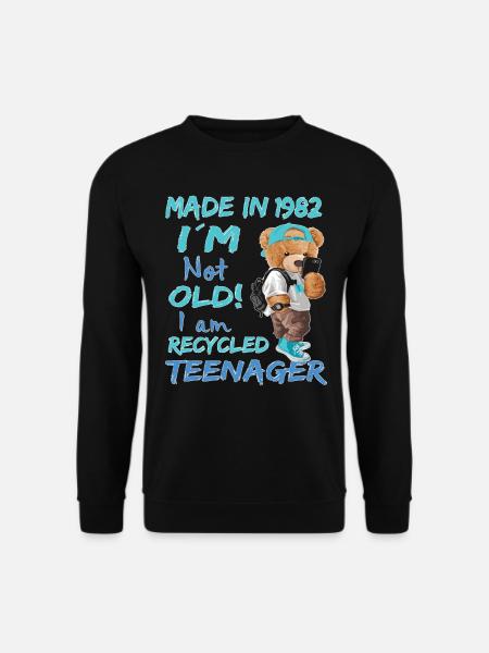 1982 Geburtstag Teddy funny old Teenager - Unisex Pullover - Schwarz