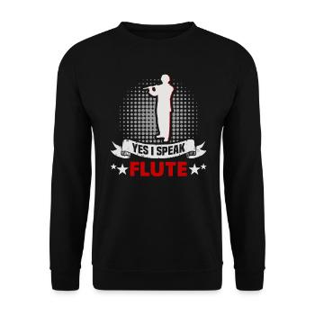 Flute player in the Musikverein Flötist Musician - Unisex Sweatshirt - black - Front - Alina (178cm) & Michal (187cm)