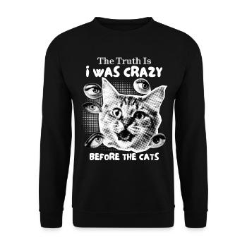 Crazy Cat Collage, Funny Cats Saying - Unisex Sweatshirt - black - Front - Alina (178cm) & Michal (187cm)