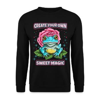Funny Frog, Cottagecore Saying, Faecore - Unisex Sweatshirt - black - Front - Alina (178cm) & Michal (187cm)