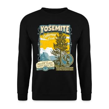 Yosemite National Park, Vintage California Poster - Unisex Sweatshirt - black - Front - Alina (178cm) & Michal (187cm)