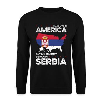Serbian American Patriot USA Grown Serbia US Flag - Unisex Sweatshirt - black - Front - Alina (178cm) & Michal (187cm)