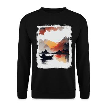 Japanisch - Ninh Binh Town - Unisex Pullover - Schwarz - Vorne - Alina (178cm) & Michal (187cm)