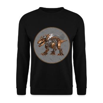Steampunk Dinosaur - Unisex Sweatshirt - black - Front - Alina (178cm) & Michal (187cm)