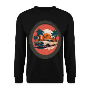 Voiture rétro et coucher de soleil - Sweat-shirt Unisexe - noir - Devant - Alina (178cm) & Michal (187cm)