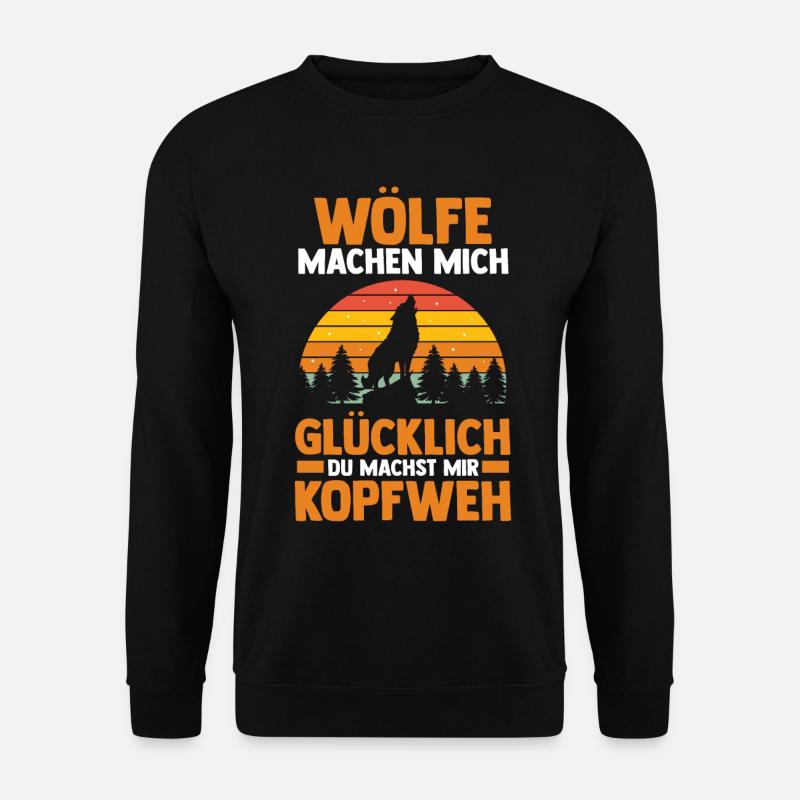 Tier Waldtier Wolf - Unisex Pullover - Schwarz