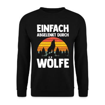 Tier Waldtier Wolf - Unisex Pullover - Schwarz - Vorne - Alina (178cm) & Michal (187cm)