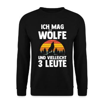 Tier Waldtier Wolf - Unisex Pullover - Schwarz - Vorne - Alina (178cm) & Michal (187cm)