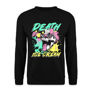 Death by ice cream | cool summer skull - Unisex Sweatshirt - black - Front - Alina (178cm) & Michal (187cm)