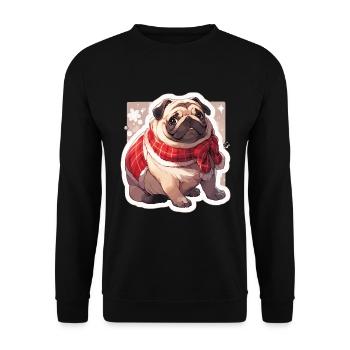 Pug Pug Dog Pug Christmas Pug Xmas - Unisex Sweatshirt - black - Front - Alina (178cm) & Michal (187cm)