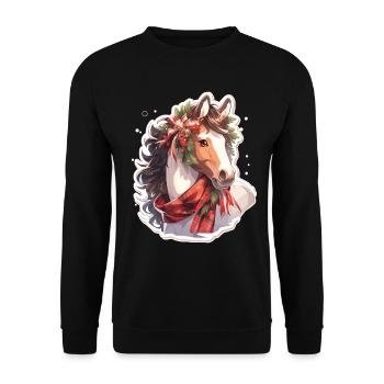 Pferd Pferde Weihnachten Reiten Reitsport - Unisex Pullover - Schwarz - Vorne - Alina (178cm) & Michal (187cm)