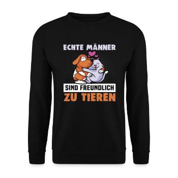 Hunderettungs Designs Für Tierrechtsaktivisten - Unisex Pullover - Schwarz - Vorne - Alina (178cm) & Michal (187cm)