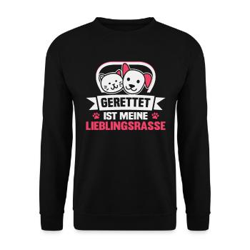 Hunderettungs Designs Für Tierrechtsaktivisten - Unisex Pullover - Schwarz - Vorne - Alina (178cm) & Michal (187cm)