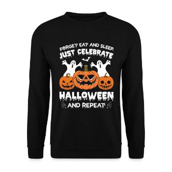 Forget Eat And Sleep Just Celebrate Halloween - Unisex Sweatshirt - black - Front - Alina (178cm) & Michal (187cm)