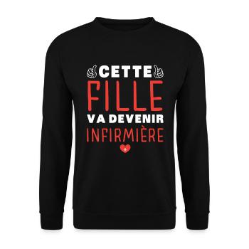 fille va devenir infirmière - Future infirmière - Sweat-shirt Unisexe - noir - Devant - Alina (178cm) & Michal (187cm)