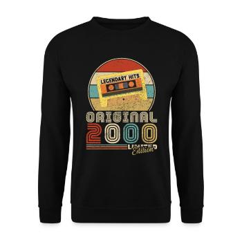 Vintage Born 2000 Retro Vintage Jubiläumsgeschenk - Unisex Pullover - Schwarz - Vorne - Alina (178cm) & Michal (187cm)