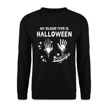 Drôle d’Halloween - Mon groupe sanguin est Halloween - Sweat-shirt Unisexe - noir - Devant - Alina (178cm) & Michal (187cm)