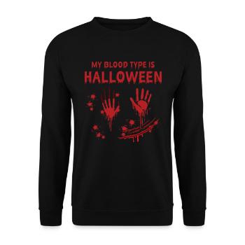 Idées amusantes d’Halloween - Mon groupe sanguin est Halloween - Sweat-shirt Unisexe - noir - Devant - Alina (178cm) & Michal (187cm)