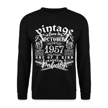 1957 Oktober 1957 Jubiläum Oktober 1957 - Unisex Pullover - Schwarz - Vorne - Alina (178cm) & Michal (187cm)