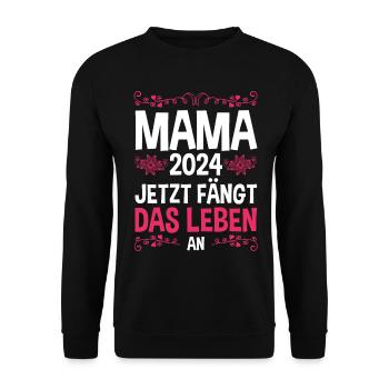 Werdende Mama 2024 - Unisex Pullover - Schwarz - Vorne - Alina (178cm) & Michal (187cm)