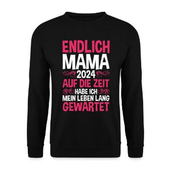 Werdende Mama 2024 - Unisex Pullover - Schwarz - Vorne - Alina (178cm) & Michal (187cm)