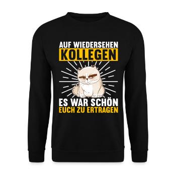 Abschiedsgeschenk Kollege Jobwechsel - Unisex Pullover - Schwarz - Vorne - Alina (178cm) & Michal (187cm)