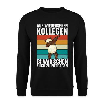 Abschiedsgeschenk Kollege Jobwechsel - Unisex Pullover - Schwarz - Vorne - Alina (178cm) & Michal (187cm)