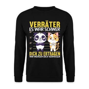 Abschiedsgeschenk Kollege Jobwechsel - Unisex Pullover - Schwarz - Vorne - Alina (178cm) & Michal (187cm)