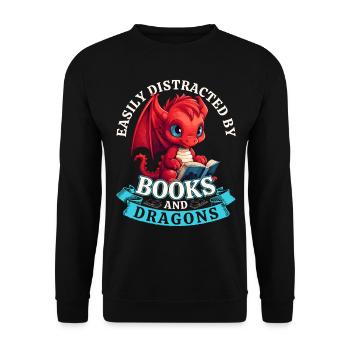 Easily Distracted By Books And Dragons: Dragons - Unisex Sweatshirt - black - Front - Alina (178cm) & Michal (187cm)