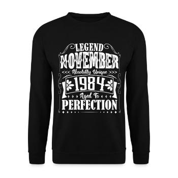 Novembre 1984. Cadeau d'Anniversaire novembre 1984 - Sweat-shirt Unisexe - noir - Devant - Alina (178cm) & Michal (187cm)