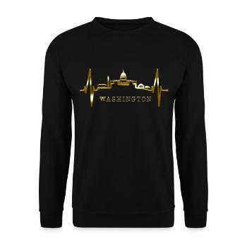 Washington D.C. Skyline Heartbeat USA East Coast - Unisex Sweatshirt - black - Front - Alina (178cm) & Michal (187cm)
