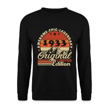 Original 1933 Rétro Vintage Anniversaire - Sweat-shirt Unisexe - noir - Devant - Alina (178cm) & Michal (187cm)