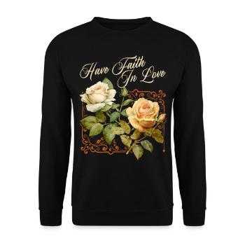Vintage Roses, Victorian Rose, Love Saying - Unisex Sweatshirt - black - Front - Alina (178cm) & Michal (187cm)