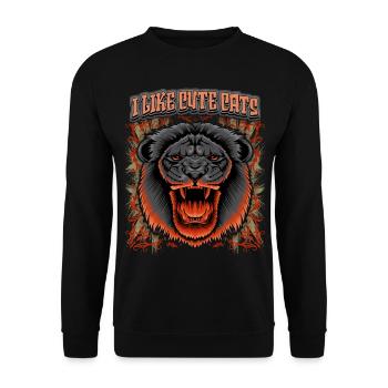 Funny Lion Saying, Lion Head Big Cat - Unisex Sweatshirt - black - Front - Alina (178cm) & Michal (187cm)
