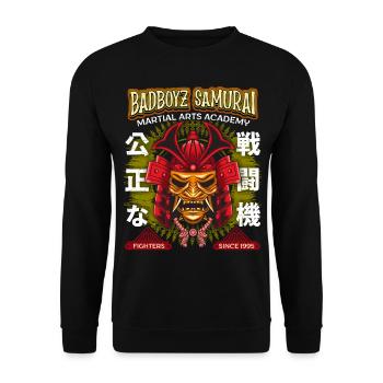 Japanese Martial Arts, Samurai Oni, Mask, Saying - Unisex Sweatshirt - black - Front - Alina (178cm) & Michal (187cm)