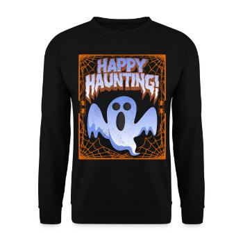 Lustiger Geist, Spruch mit Spinnweben, Spinne, Pun - Unisex Pullover - Schwarz - Vorne - Alina (178cm) & Michal (187cm)