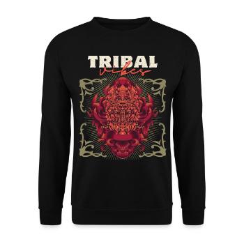 Bali Asia Mask, Indonesian Barong Deity - Unisex Sweatshirt - black - Front - Alina (178cm) & Michal (187cm)