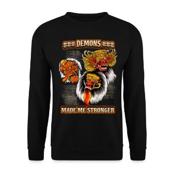 Barong Rangda, Indonesian Masks, Demon Saying - Unisex Sweatshirt - black - Front - Alina (178cm) & Michal (187cm)