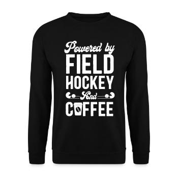 Field Hockey Coffee Powered By - Unisex Pullover - Schwarz - Vorne - Alina (178cm) & Michal (187cm)
