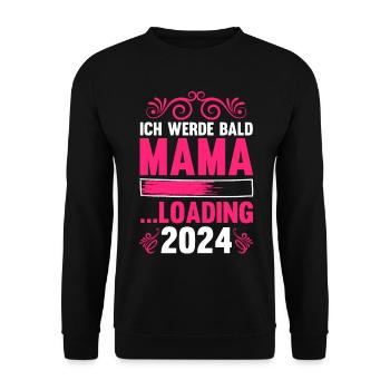 Werdende Mama 2024 - Unisex Pullover - Schwarz - Vorne - Alina (178cm) & Michal (187cm)