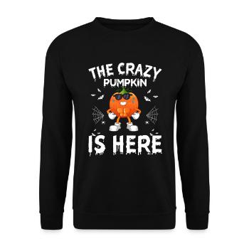 The Crazy Pumpkin Is Here - Funny Pumpkin Hallowee - Unisex Sweatshirt - black - Front - Alina (178cm) & Michal (187cm)