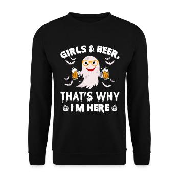 Les filles et la bière, c’est pourquoi je suis là - Funny Ghost Hal - Sweat-shirt Unisexe - noir - Devant - Alina (178cm) & Michal (187cm)