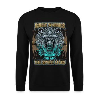Lion mythologique, disant avec une tête de lion - Sweat-shirt Unisexe - noir - Devant - Alina (178cm) & Michal (187cm)