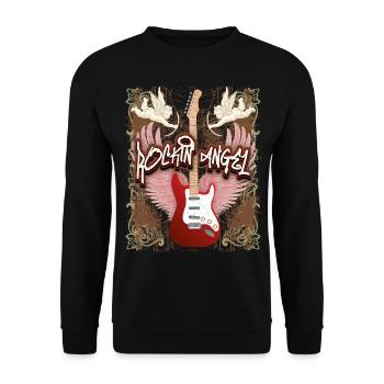 Guitare Guitare électrique, Rock n Roll Dire Ange Chérubins - Sweat-shirt Unisexe - noir - Devant - Alina (178cm) & Michal (187cm)