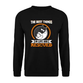 Hunderettungs Designs Für Tierrechtsaktivisten - Unisex Pullover - Schwarz - Vorne - Alina (178cm) & Michal (187cm)