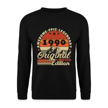 1990's Vintage Original 1990's Birthday Gift - Unisex Sweatshirt - black - Front - Alina (178cm) & Michal (187cm)